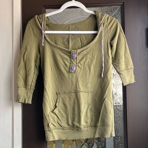 dELiA*s Olive Hoodie with Lavender Accents